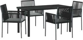 vidaXL Kert étkező szett 5 pcs Fekete PE Rattan