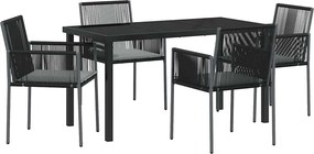 vidaXL Kert étkező szett 5 pcs Fekete PE Rattan