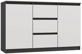 Aldabra 2D3S fiókos szekrény, 120x75x40 cm, antracit-fehér