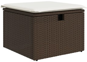 7 darabos kertibútor készlet párnákkal barna poli rattan