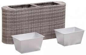 Szürke polyrattan virágtartó 80 x 25 x 40 cm