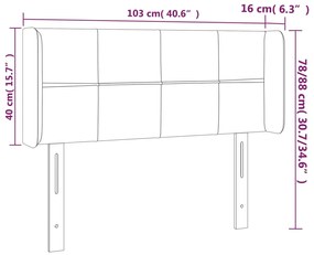 sötétkék bársony fejtámla 103x16x78/88 cm
