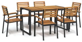vidaXL 7 részes tömör akácfa és fém kerti étkezőgarnitúra