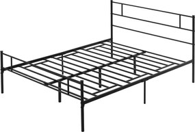 HOMCOM Fekete Dupla Ágykeret 165x211x100 cm Acélból, Beépített Rácsokkal, Ipari Stílusú Fejtámlával és Lábfejjel | Aosom