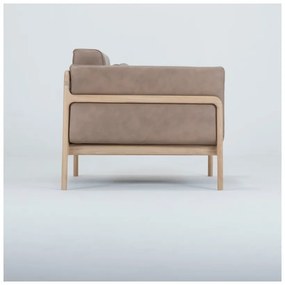 Fawn fotel tömör tölgyfa konstrukcióból világosbarna bivalybőr ülőpárnával - Gazzda