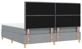 vidaXL Boxspring Ágy Matrac Világosszürke 200x200 cm Szövet