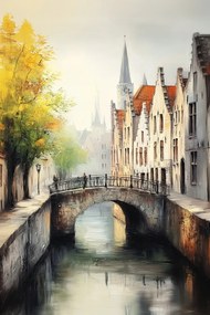 Vászonkép Canvas Város Óváros Műemlék Belgium Gent Köd 80x120