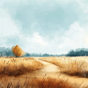 Vászonkép Canvas Tájkép Falu Mezők Út Nyugalom 80x80