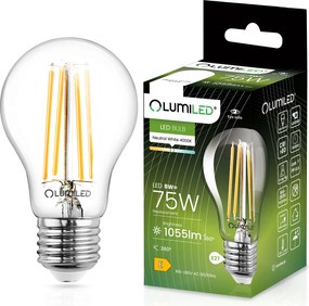 Led izzó E27 A60 8W 75W 1055lm 4000K Semleges Retro Dekorációs Filament