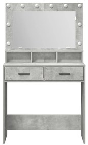 Sminkasztal LED Fényekkel Beton Szürke 79x41x135 cm
