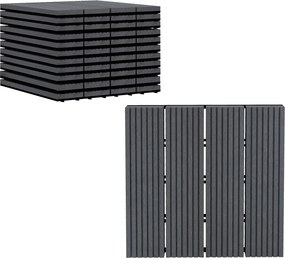 Outsunny 11 db-os Kültéri Csempeszett 30x30 cm 1 m² Kültéri Kert Padlócserepe Non-slip és Időjárásálló Könnyű Telepítés Kert Terasz Erkély Szürke | Ao