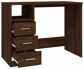 barna tölgy színű szerelt fa íróasztal fiókokkal 102x50x76 cm