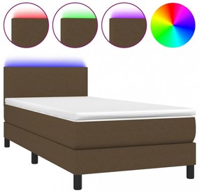 barna szövet rugós és LED-es ágy matraccal 90x190 cm