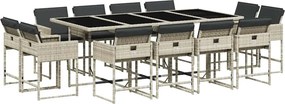 vidaXL 13 részes szürke polyrattan kerti étkezőgarnitúra párnákkal