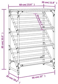 füstös tölgy színű szerelt fa cipőtartó 60x30x85 cm