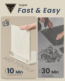 Rusztikus fehér mosdó alatti szekrény állítható polccal, szerszám nélkül