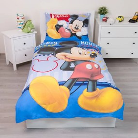 Egyszemélyes pamut gyerek ágyneműhuzat 140x200 cm Mickey "Hello" – Jerry Fabrics