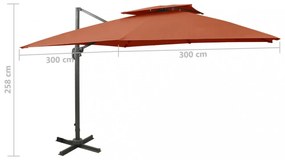 terrakotta dupla tetejű konzolos napernyő 300 x 300 cm