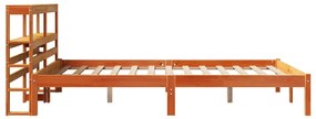 viaszbarna tömör fenyőfa ágykeret fejtámlával 120 x 200 cm