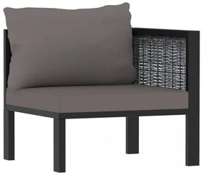 5 részes antracitszürke kerti polyrattan ülőgarnitúra párnákkal