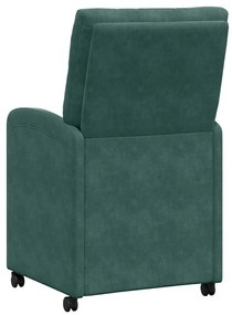 Kerekes Étkező Székek 2 pcs Sötétzöld 58 x 67 x 97 cm Bársony