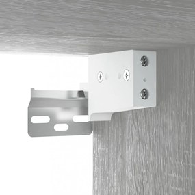 szürke sonoma színű tükrös szekrény LED-ekkel 76 x 15 x 55 cm