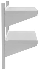 2 szintes ezüst rozsdamentes acél fali polc 75 x 30 x 60 cm