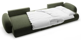 Zöld zsenília kinyitható-tárolóhelyes (U alakú) sarokkanapé Tonale – Cosmopolitan Design
