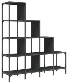 fekete szerelt fa és fém könyvszekrény 122 x 30 x 132 cm
