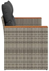 2 személyes szürke polyrattan kerti kanapé párnával