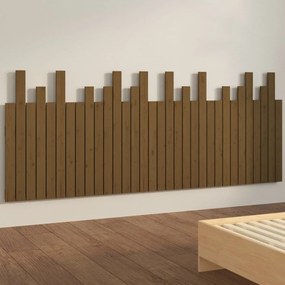 mézbarna tömör fenyőfa fali fejtámla 204 x 3 x 80 cm