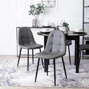 Étkezőgarnitúra 4 db székkel. Bővíthető asztal HARRY 102-142 cm 4 db. Szürke Eco-bőr székkel. ARIS