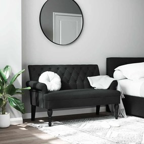 fekete szövetpad háttámlával 120 x 62 x 75,5 cm