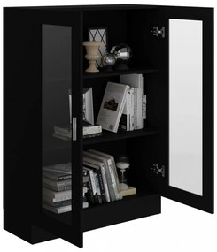 fekete szerelt fa vitrinszekrény 82,5 x 30,5 x 115 cm