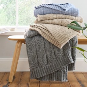 Bézs kötött takaró 150x200 cm Cable Knit – Bianca