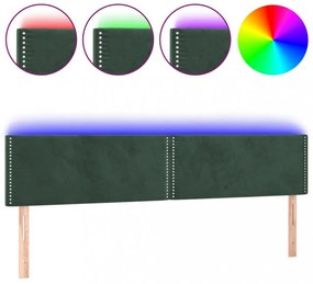 sötétzöld bársony LED-es fejtámla 200x5x78/88 cm