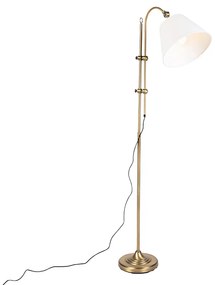 Klasszikus állólámpa bronz színű fehér árnyékolóval - Ashley