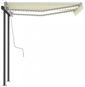 krémszínű kézzel kihúzható LED-es napellenző 3,5 x 2,5 m