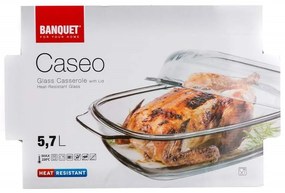 Banquet CASEO üveg sütőedény fedővel  5,7 l, négyzet