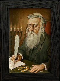 Vászonkép 20x15 Pénzszámláló Zsidó Wenge Keret