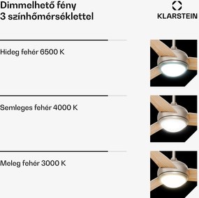 Klarstein El Paso mennyezeti ventilátor világítással | 132 cm | 35 W | Csendes működés | Fa