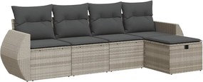 vidaXL 5 részes világosszürke polyrattan kerti ülőgarnitúra párnákkal