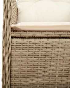 7 részes bézs polyrattan kerti bisztrógarnitúra párnákkal
