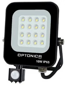 LED reflektor , 10 Watt , Ultra Slim , SMD , mozgásérzékelős , természetes fehér , fekete ház , IP65 , Optonica