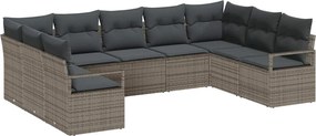vidaXL Kanapé Szett párnával 9 pcs Szürke polirattan