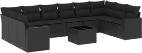 vidaXL 11 részes fekete polyrattan kerti ülőgarnitúra párnákkal