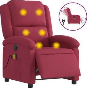 vidaXL bordó bársony elektromos dönthető masszázsfotel