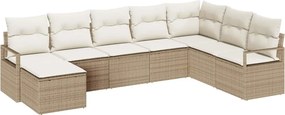 vidaXL Kanapé Szett párnával 8 pcs Bézs polirattan