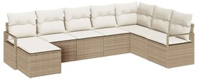 vidaXL Kanapé Szett párnával 8 pcs Bézs polirattan