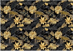 Fotótapéta Levelek Arany Fekete Glamour Hálószoba Nappali Tapéta 368x254